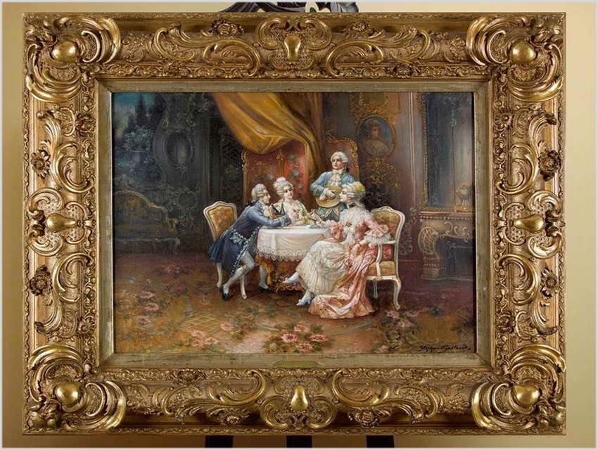Pałacowe Malarstwo! Biesiadowanie Przy Muzyce, Scena Rokoko - Stephan Sedláček (1868-1936 Wien) 