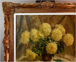 Duże Malarstwo Aukcyjne! Chryzantemy - Jules (Juul) CORT DE (1918-1999) 