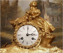 WYJĄTKOWY PAŁACOWY ZEGAR FIGURALNY, BRĄZ ZŁOCONY - EPOKA, KAROL X 1820r.