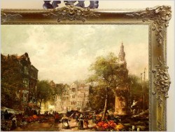 ARCYDZIEŁO MALARSKIE! TARG KWIATOWY W AMSTERDAMIE! - DICKMEIS GERHARD (1918 – 1978)