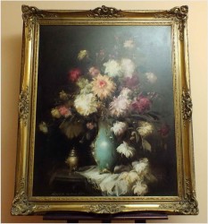Pałacowe malarstwo, kwiaty w wazonie - Kömpöczy Balogh Endre (Hungary,1911-1977)  120cm x 100cm