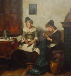 MALARSTWO AUKCYJNE! - SCENA RODZAJOWA! DICKMEIS GERHARD (1918-1978r.)