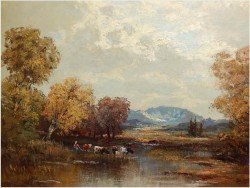 PEJZAŻ Z KROWAMI, RANDOLF WEHN 1911r.- CERTYFIKAT!