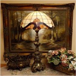 MOSIĘŻNA  BAROKOWA DUŻA SALONOWA LAMPA TIFFANY!