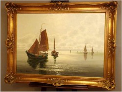 ŁODZIE RYBACKIE NA MORZU - ERNST HUGO LORENZ MUROWANA (1872-1950)