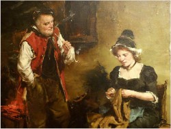 MALARSTWO AUKCYJNE! SCENA RODZAJOWA - DICKMEIS GERHARD (Heinsberg 1918 – 1978 Jülich)