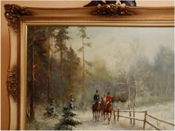 MEGA RARYTAS! JAZDA KONNA ZIMĄ - W.v.Kamp (122cm x 92cm)