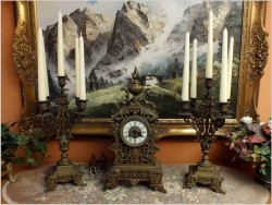 Zobacz! Wspaniały Barokowy Zegar z Kandelabrami - Brąz XIXw.