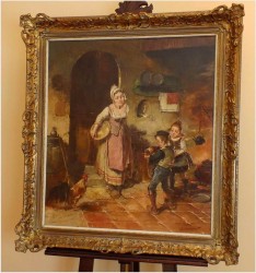 GOSPOSIA I BAWIĄCE SIĘ DZIECI - SCENA RODZAJOWA! DICKMEIS GERHARD (1918-1978r.)