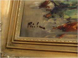 RUDOLF PRIEBE (1889 – 1964) „Kutry rybackie u wybrzeża Morza Północnego” – obraz marynistyczny