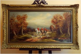 MALARSTWO PANORAMICZNE  "WYJAZD NA POLOWANIE" - Hermann WIESENHÖFER *1929