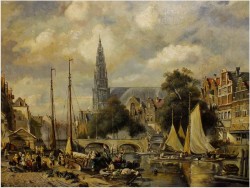 POLECAMY! ANSICHT VON ANTWERPEN - MAX GAISSER (AUGSBURG 1857-1922 MUNICH)