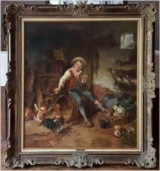 Malarstwo Aukcyjne! Chłopiec w Kurniku - Dickmeis Gerhard (Heinsberg 1918 - 1978 Jülich) Rozmiar XXL