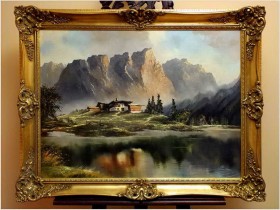 POLECAMY! REALISTYCZNY KRAJOBRAZ ALPEJSKI - J.E.LEMKE *1916r.