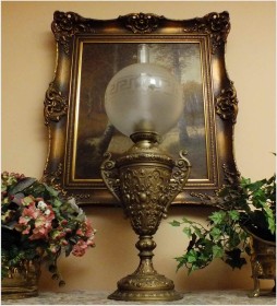 POLECAMY! DUŻA STARA GABINETOWA LAMPA NAFTOWA XIXw.