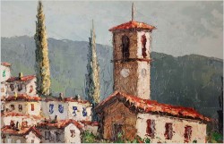 MALARSTWO SZPACHLOWE!!! LAGO MAGGIORE ASCONA - Constantino PROIETTO (1910-1979)