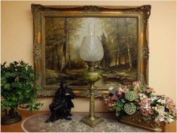 PIĘKNA SYGNOWANA LAMPA NAFTOWA Z ONYX - MATADOR 15"