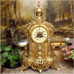 POLECAMY! PIĘKNY WIDOWISKOWY MOSIĘŻNY ZEGAR Z FRANCJI XIXw. (Medaile de Bronze)