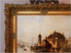 Holenderska Scena Portowa  - L.Bertini, Karl Kaufmann (1843-1905 Wien)