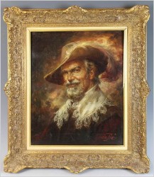 RARYTAS! PORTRET MUSZKIETERA - Prof. Willi DEPRÉ (1922-1995r.) PIECZĘĆ LAKOWA!