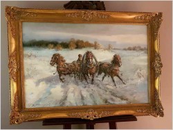 Polskie Malarstwo Aukcyjne! Pędząca Trojka - Edward Pierzyński (Polish, 1922- ??)