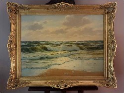 Fale morskie nad brzegiem Bałtyku - Waldemar Schlichting (1896 - 1970)