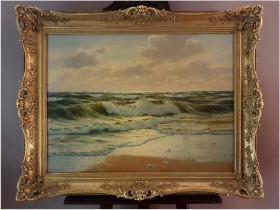 Fale morskie nad brzegiem Bałtyku - Waldemar Schlichting (1896 - 1970)