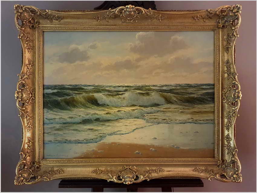 Fale morskie nad brzegiem Bałtyku - Waldemar Schlichting (1896 - 1970)