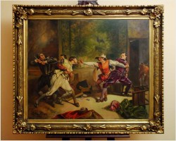 DUŻA SCENA RODZAJOWA! OSZUST KARCIANY ~ LOUIS GAUTHIER XIXw./Paris