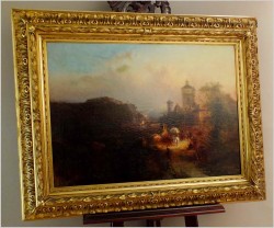 POLECAMY MUZEALNY OBRAZ! MOTYW DUNAJU Z WIDOKIEM NA PASSAU - FRANZ EMIL KRAUSE (1836-1900)