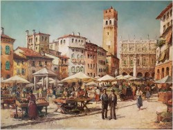 UNIKAT! PIAZZA DELLA ERBE, VERONA - HANS WOLF (1921 IN GRAZ; † 1972 EBENDA)