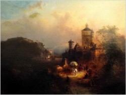 POLECAMY MUZEALNY OBRAZ! MOTYW DUNAJU Z WIDOKIEM NA PASSAU - FRANZ EMIL KRAUSE (1836-1900)