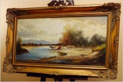 Polecamy! Wyjątkowy pejzaż z krowami ~ Helmut Stadelhofer (1914- 1979)