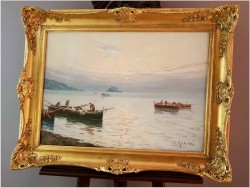 Marynistyka! Rybacy u Wybrzeży Capri - Maurice Romani (*1925 Italy)