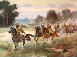 Wielkoformatowe  Malarstwo Olejne! Galop Ułanów - Jerzy Kluźniak XXw.