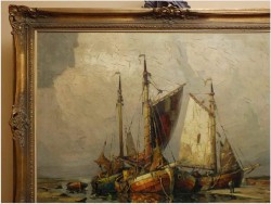 MALARSTWO AUKCYJNE ! KUTRY U BRZEGU - RUDOLF PRIEBE (1889 – 1964)