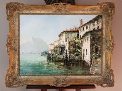 MALARSTWO SZPACHLOWE!!!  LAGO DI LUGANO GANDRIA - Constantino PROIETTO (1910-1979)