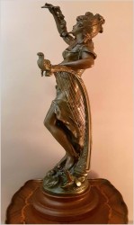 UNIKAT! DUŻA SECESYJNA FIGURA DZIEWCZYNY - L&F MOREAU (*1880) WYSOKOŚĆ 67CM.