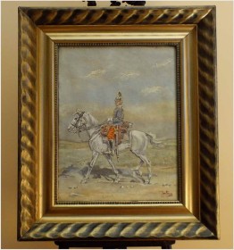 OFICER NA KONIU, BATALISTYKA - JON POPP (German 1862-1953r.)