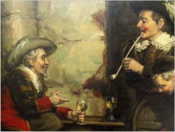 Duże malarstwo! Próba wina - prof. Willi Depré (1922-1995) Pieczęć lakowa!