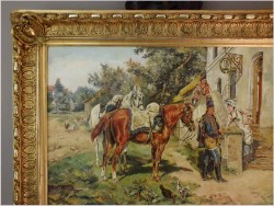 Malarstwo Rodzajowe! Huzar i Dziewczyna - Angelo Jank (1868-1940)