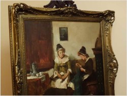 MALARSTWO AUKCYJNE! - SCENA RODZAJOWA! DICKMEIS GERHARD (1918-1978r.)