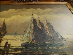 UNIKATOWY ROZMIAR! ŁODZIE NA MORZU - JEAN COUNE (1900-1963)