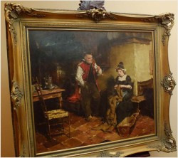 MALARSTWO AUKCYJNE! SCENA RODZAJOWA - DICKMEIS GERHARD (Heinsberg 1918 – 1978 Jülich)