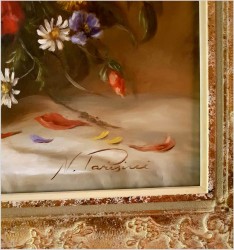 Bukiet Dzikich Kwiatów w Szklanym Wazonie - Nicole Parisini *1924