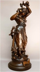 STARA FIGURA Z PRAWDZIWEGO BRĄZU 28KG - HIPPOLYTE MOREAU (1832-1927) ORYGINAŁ XIXw!