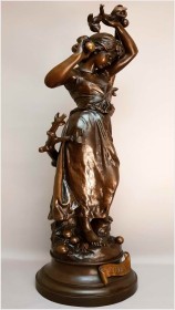 STARA FIGURA Z PRAWDZIWEGO BRĄZU 28KG - HIPPOLYTE MOREAU (1832-1927) ORYGINAŁ XIXw!