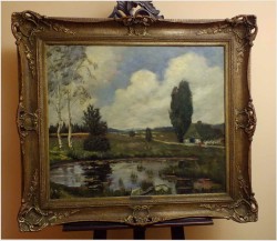 PIĘKNY KRAJOBRAZ W DUŻEJ BAROKOWEJ RAMIE ~ Carl Wilhelm Mosblech (1868-1934)