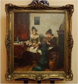 MALARSTWO AUKCYJNE! - SCENA RODZAJOWA! DICKMEIS GERHARD (1918-1978r.)