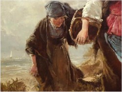 RARYTAS! HOLENDERSKIE KOBIETY NA WYDMACH MORSKICH - DICKMEIS GERHARD (Heinsberg 1918 – 1978 Jülich)